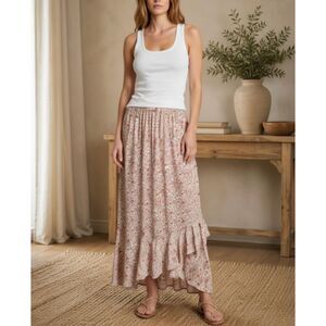 Vintage Genuine Sonoma Jean Co Maxi Skirt Floral Cottagecore Asymmetric Sz M